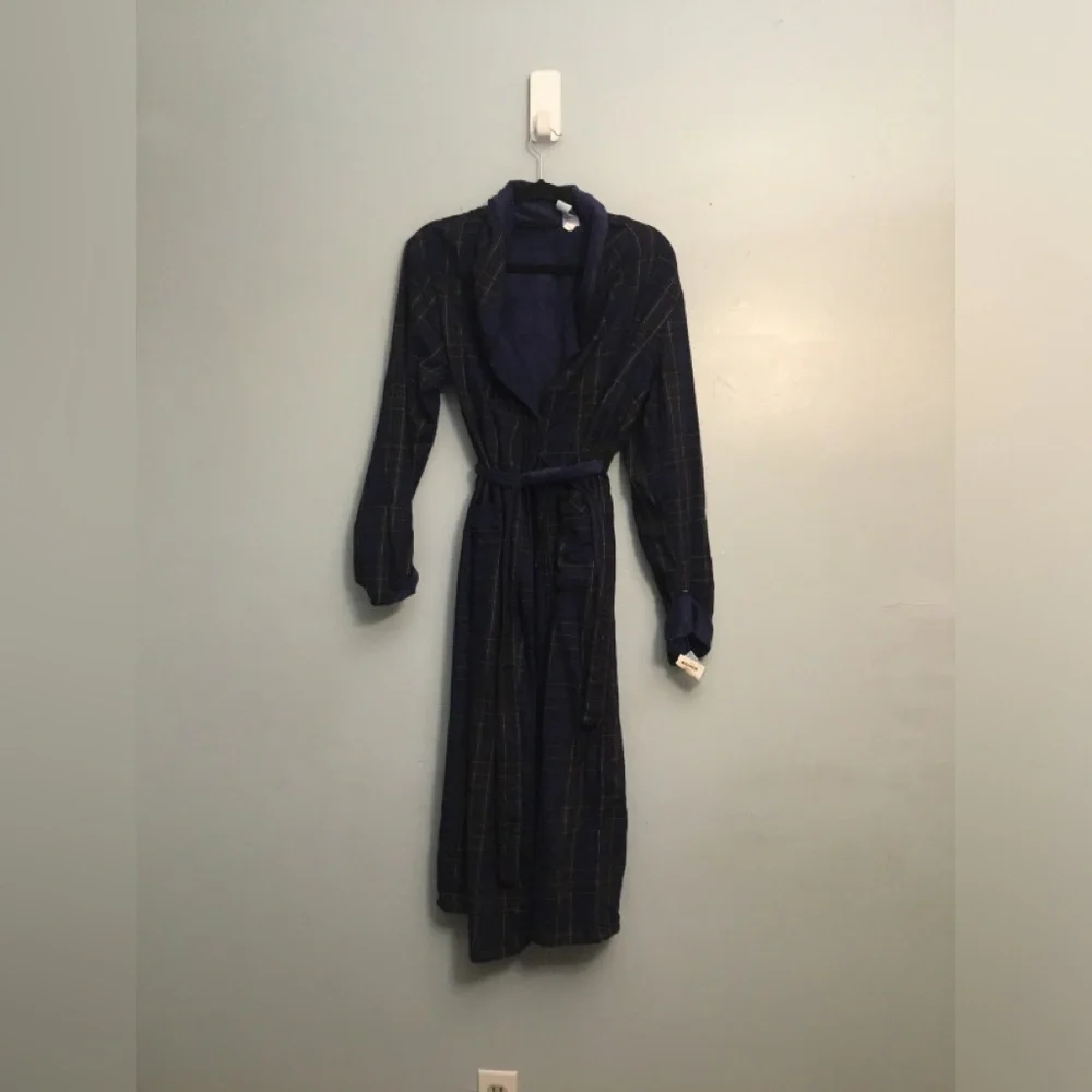 Kohl's Navy Plaid Fleece-Lined Women's Robe